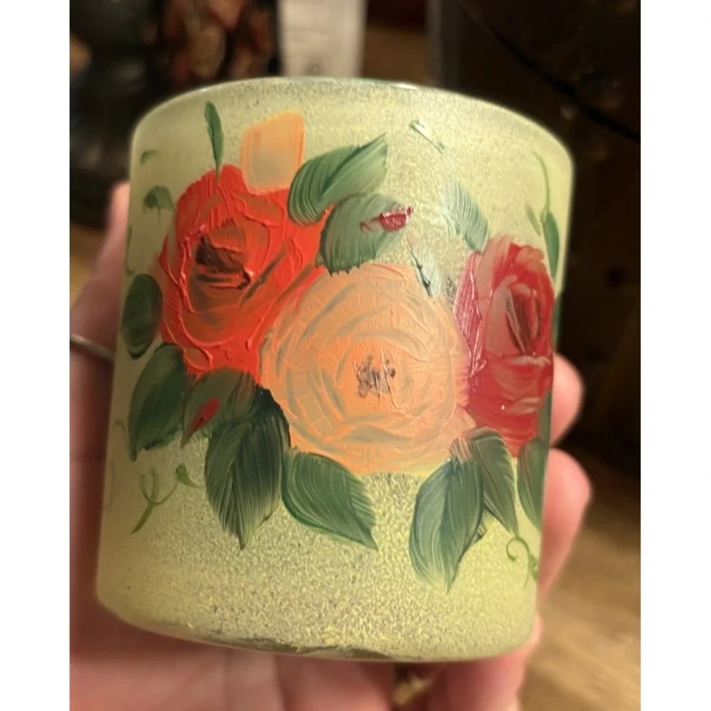 Dale Tiffany Hand Painted RoseBell Lamp Gift Set Candle Holder Wooden Jewelry Bo - Picture 5 of 16